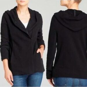 Standard James Perse Women’s Moto Zip Up Hooded Fleece Jacket Black Size 2